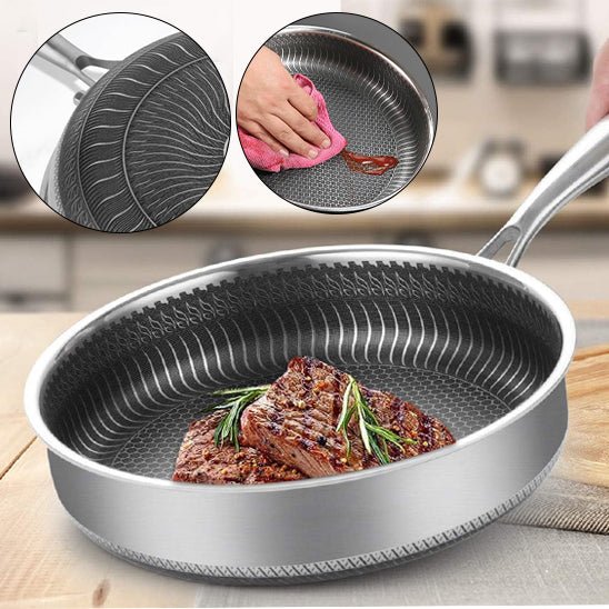 poele inox 18/10 |nid d'abeille™ - cuisinertelunchef