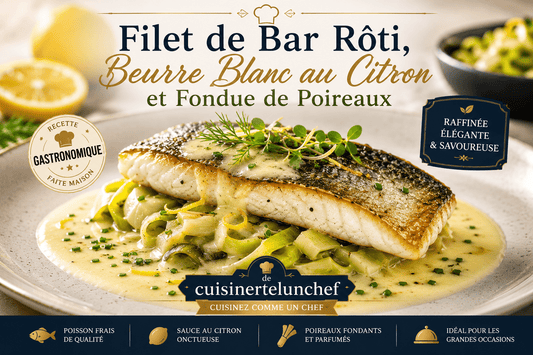 Filet de Bar Rôti, Beurre Blanc au Citron et Fondue de Poireaux - cuisinertelunchef