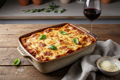 lasagnes maison généreuse, composée d'une sauce bolognaise mijotée