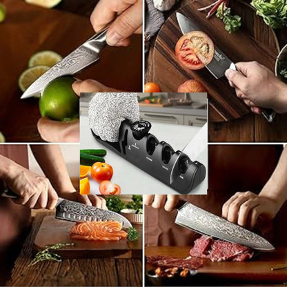 Affûteur tranchant net en action, résultat immédiat pour couteaux de cuisine