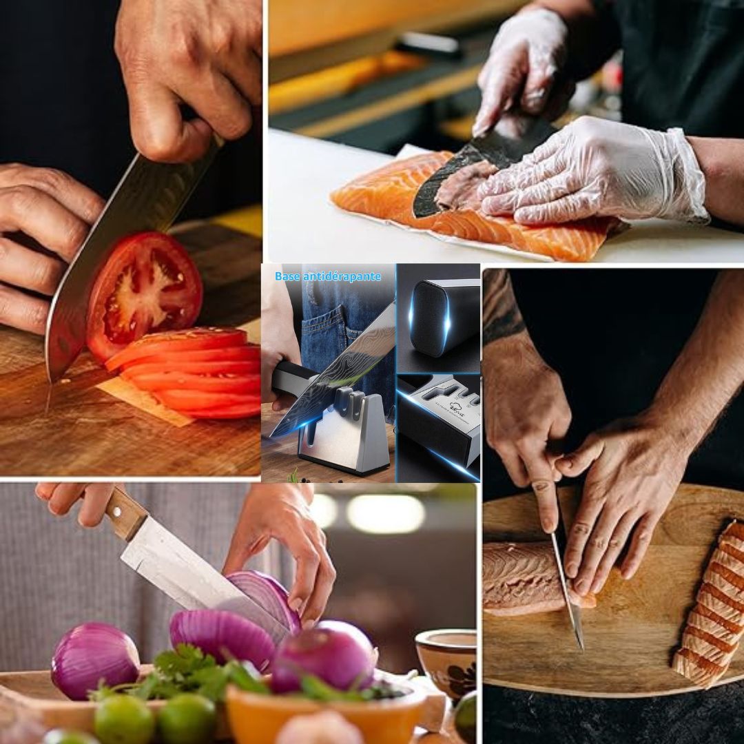 Affûteur 4 en 1 compact, entretien rapide pour couteaux de cuisine et office