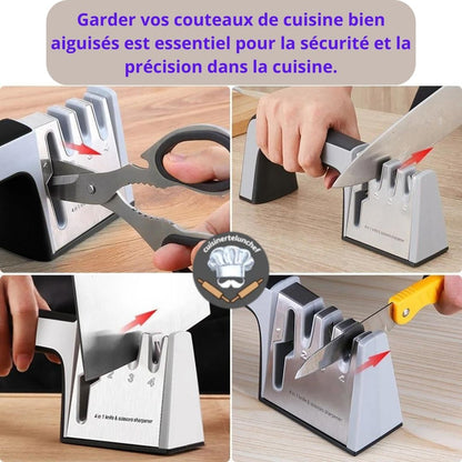 Affûteur couteau 4 en 1, aiguisage complet pour toutes lames en un seul outil