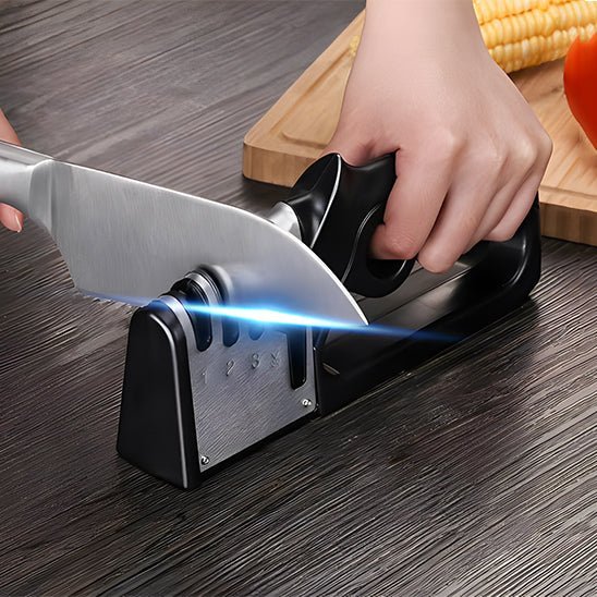 Aiguiseur couteau 4 en 1 compact, facile à ranger dans un tiroir de cuisine