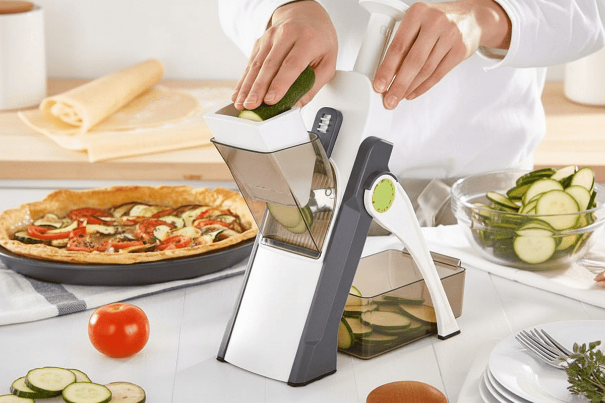 Coupe-légumes réglable 0,5 à 8 mm avec récipient intégré - Coupe-légumes - cuisinertelunchef