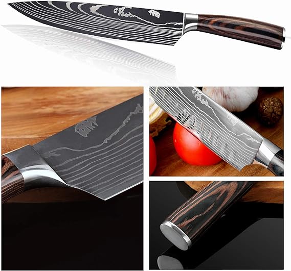 Couteau cuisine zèbre japonais, manche ergonomique et lame ultra-précise