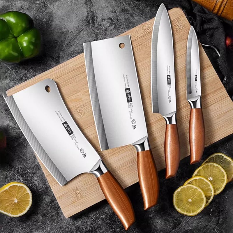 Set couteaux cuisine japonais professionnel, lames inox tranchantes et durables