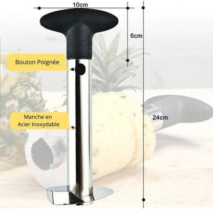 Coupe-ananas spirales uniformes inox, zéro gaspillage et chair récupérée à la perfection