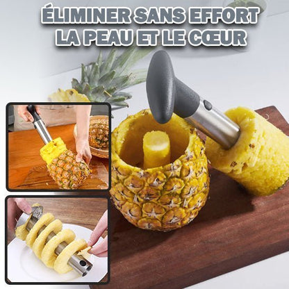 Coupe-ananas inox lame tranchante, évide et tranche l'ananas en un seul geste précis