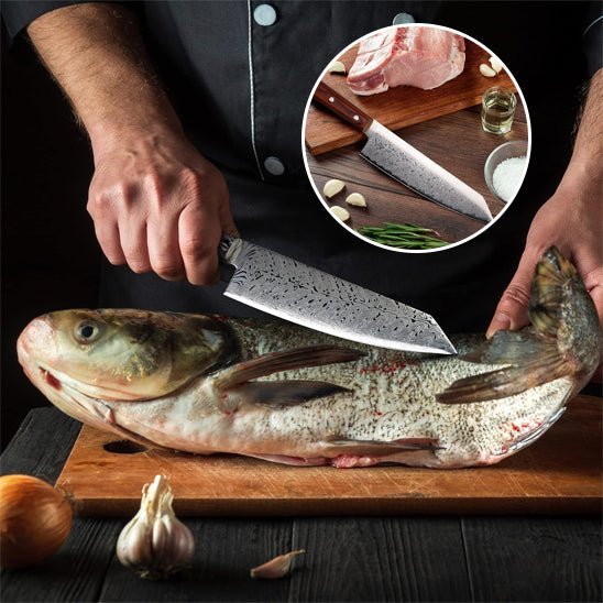 Couteau Damas artisanal, motif Damas unique pour une cuisine d'exception