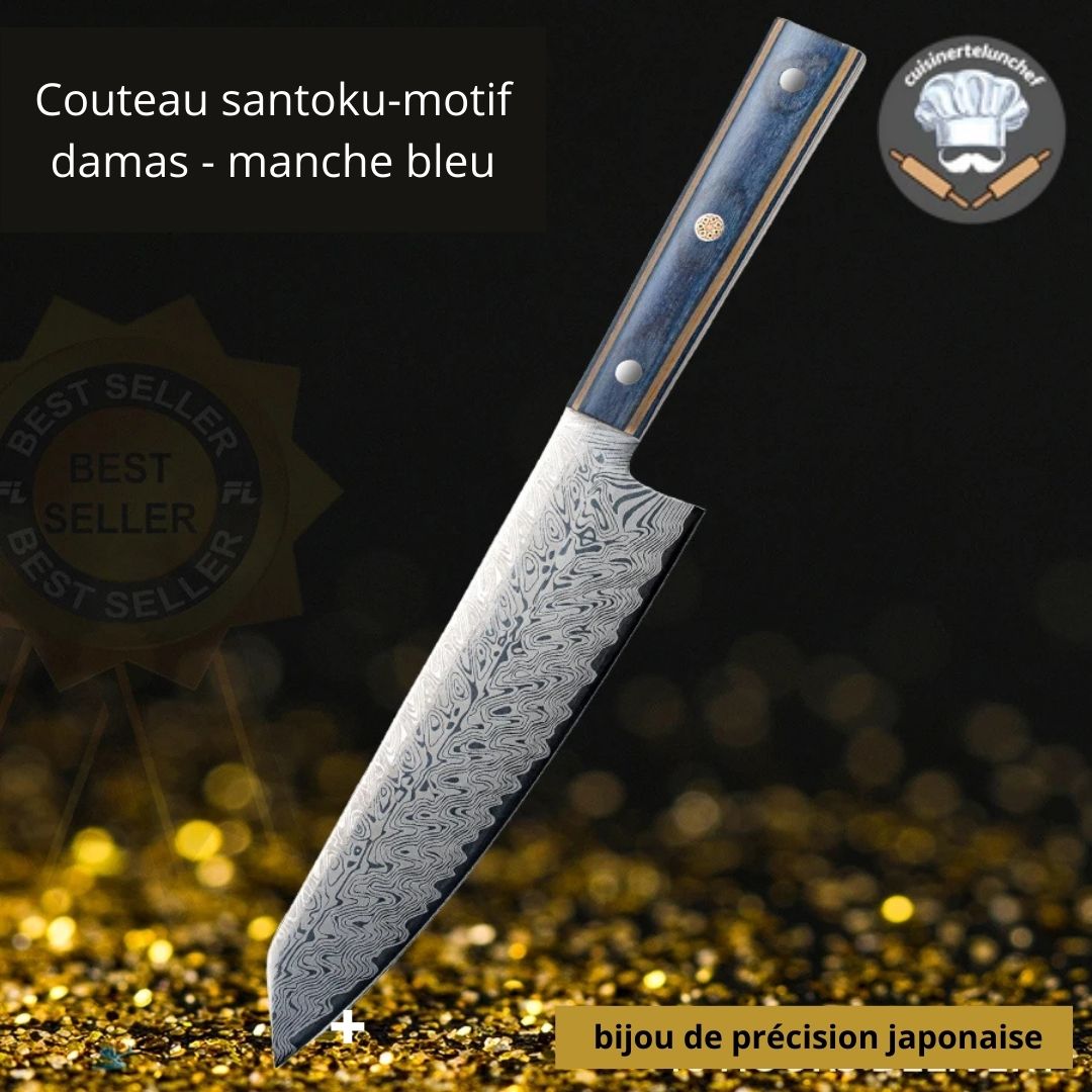 Couteau Damas lame forgée motif Damas, alliance parfaite de performance et d'esthétique