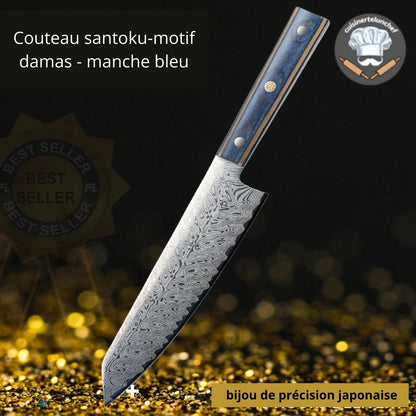 Couteau Damas lame forgée motif Damas, alliance parfaite de performance et d'esthétique