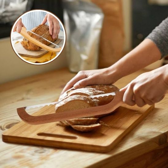 Couteau pain manche bois ergonomique, équilibre parfait entre lame et manche pour confort optimal
