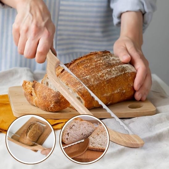 Couteau pain lame dentelée inox manche bois, alliance de tradition et de performance en cuisine