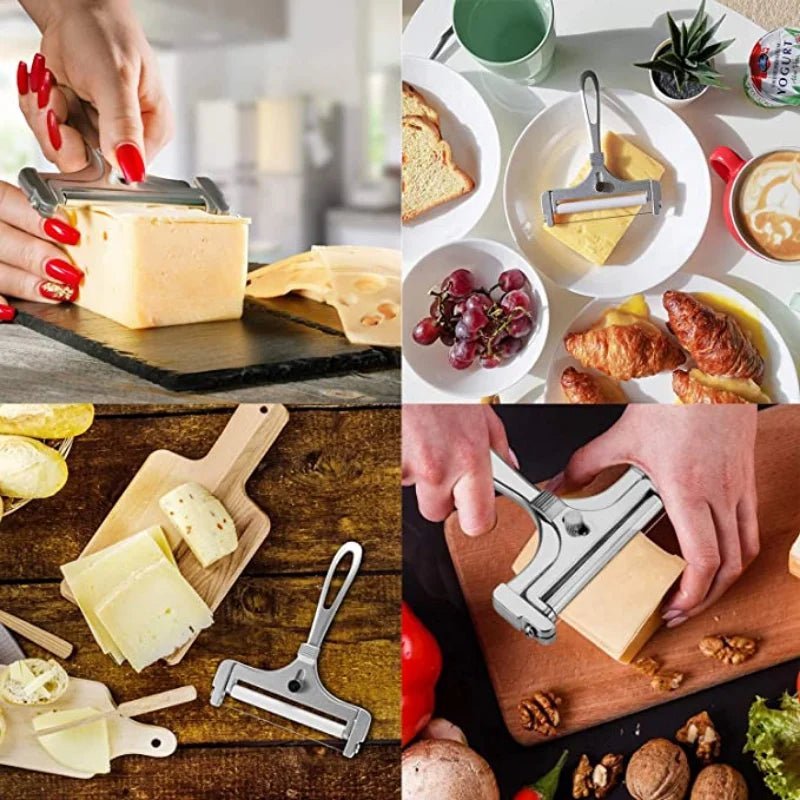 Couteau coupe-fromage en action, fromages durs et tendres tranchés sans effort