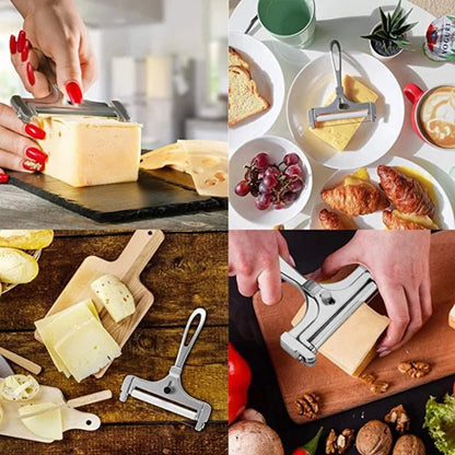 Couteau coupe-fromage en action, fromages durs et tendres tranchés sans effort