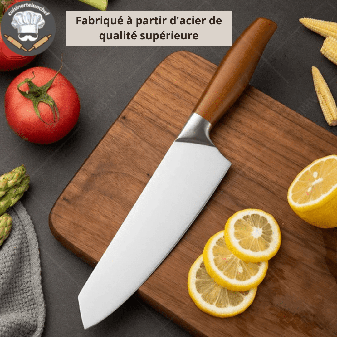Couteau cuisine ergonomique, poignée confortable et prise en main sûre