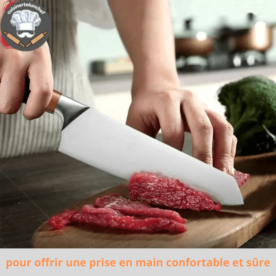 Couteau de cuisine chef, idéal pour émincer, trancher et ciseler avec précision