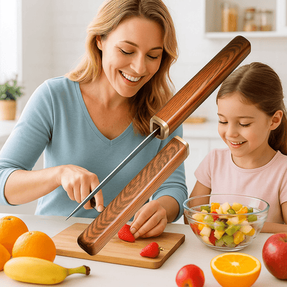 Couteau double lame 2 en 1 inox, deux lames tranchantes pour efficacité maximale en cuisine