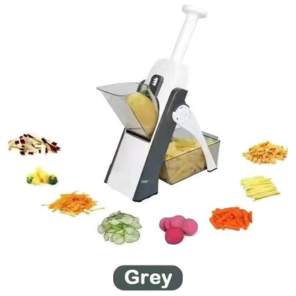 Mandoline cuisine grise 3 lames multifonction, compacte et sécurisée