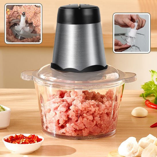 hachoir a viande electrique - avec bol en verre 2L - cuisinertelunchef