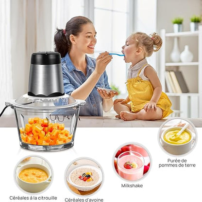 hachoir a viande electrique - avec bol en verre 2L - cuisinertelunchef