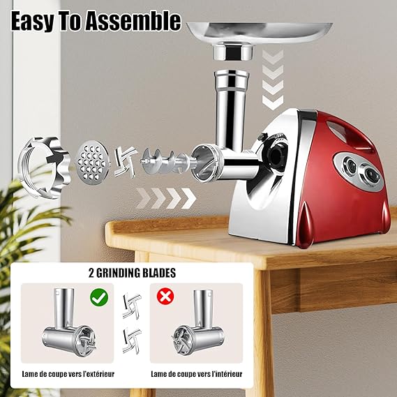 Hachoir a viande electrique rouge - cuisinertelunchef