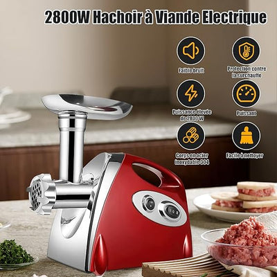 Hachoir a viande electrique rouge - cuisinertelunchef