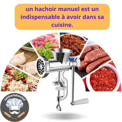 Hachoir viande polyvalent en action, viande hachée fine, moyenne ou grossière