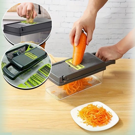 Mandoline VegiCutter 16 en 1 avec accessoires, cuisine créative et gain de temps