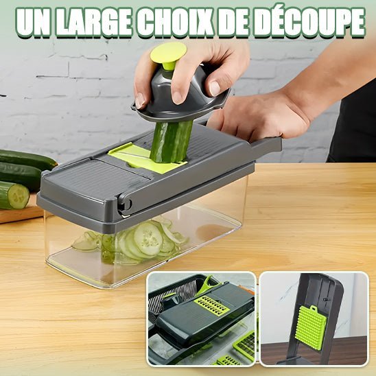 Mandoline VegiCutter en action, 16 coupes possibles pour préparations variées