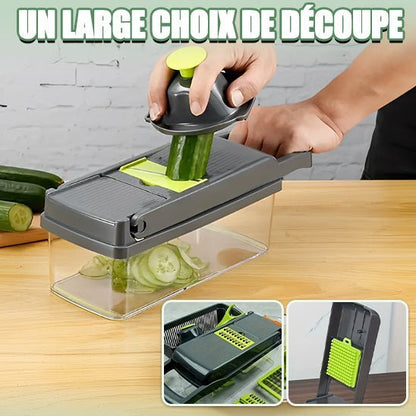 Mandoline VegiCutter en action, 16 coupes possibles pour préparations variées