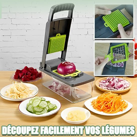 Mandoline VegiCutter complète, légumes découpés en tranches, dés et julienne en un geste
