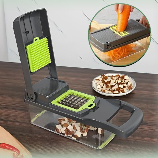 Mandoline VegiCutter 7 lames, julienne, tranches et râpe en un seul ustensile