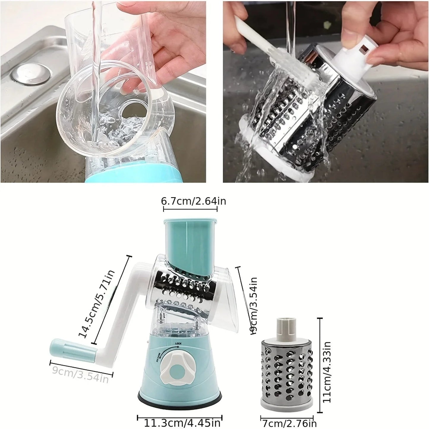 Mandoline lames interchangeables, julienne, tranches et râpe en un seul ustensile