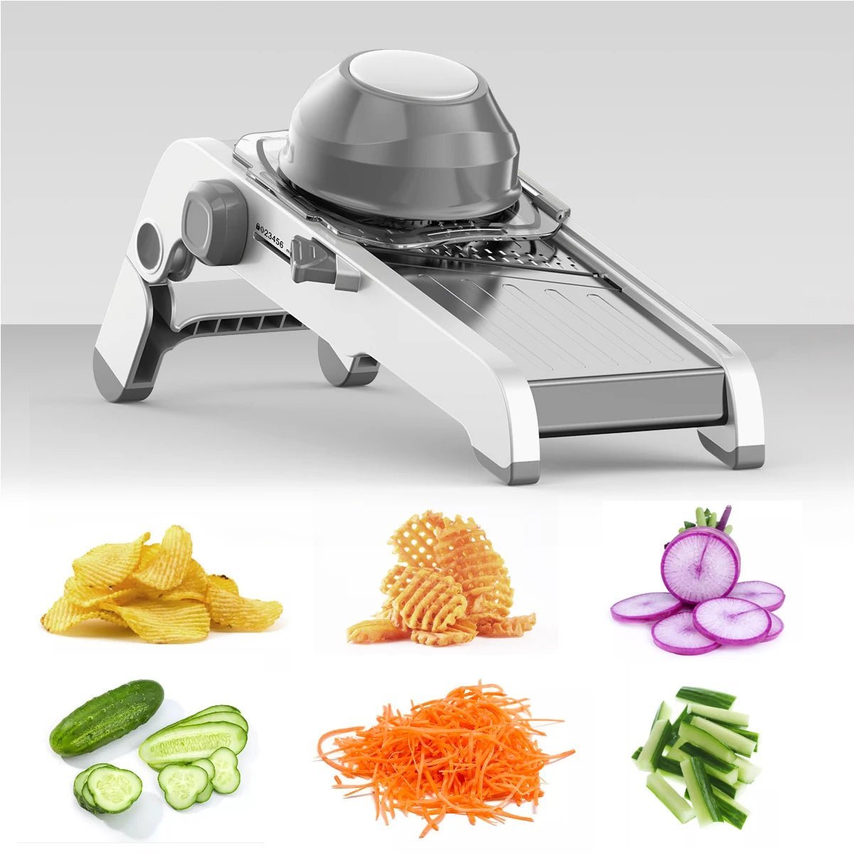 Mandoline japonaise réglages multiples, découpe précise et protège-doigts ergonomique