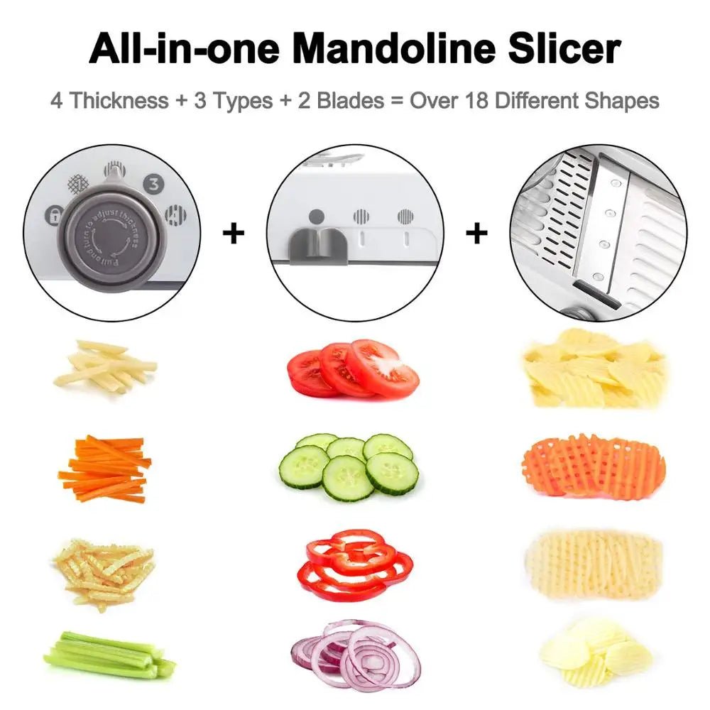 Mandoline pro japonaise lames inox, découpe précise et sécurisée avec protège-main