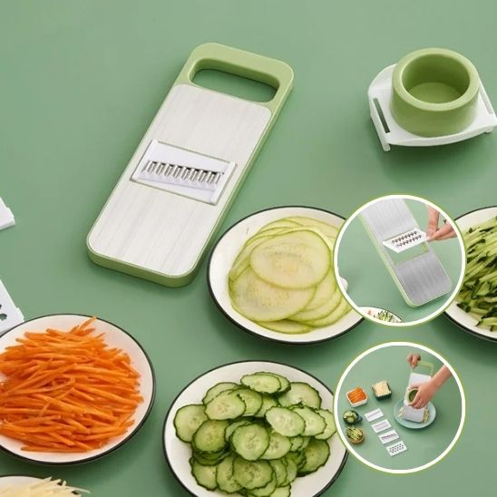 Mandoline inox réglable en action, coupe légumes rapide et sécurisée