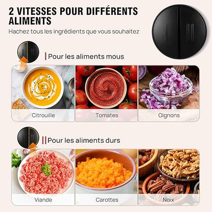 Mini Hachoir - avec bol en verre 2L - cuisinertelunchef