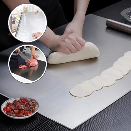 Planche a decouper - acier inoxydable - cuisinertelunchef