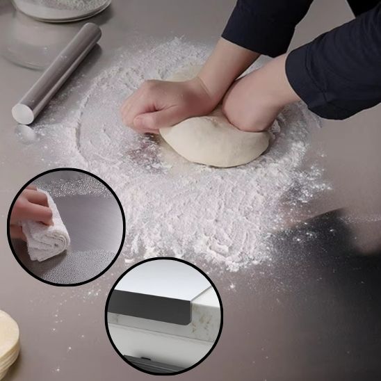 Planche acrylique noire rebord hygiénique, évite les coulures sur le plan de travail