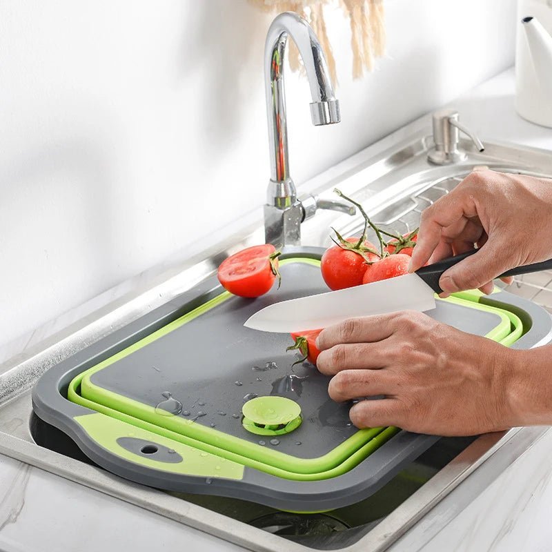 Planche à découper avec panier de rinçage zéro éclaboussures pour cuisine propre