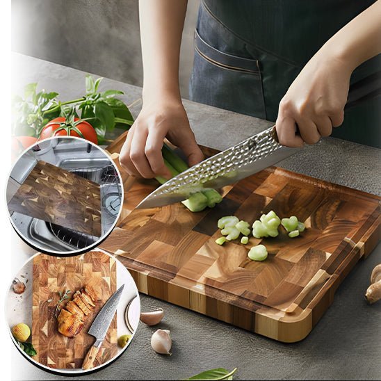 Planche bois d'acacia grand format, surface généreuse pour toutes les préparations culinaires