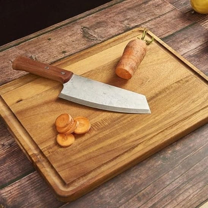 Planche à découper en bois massif, surface naturelle et résistante