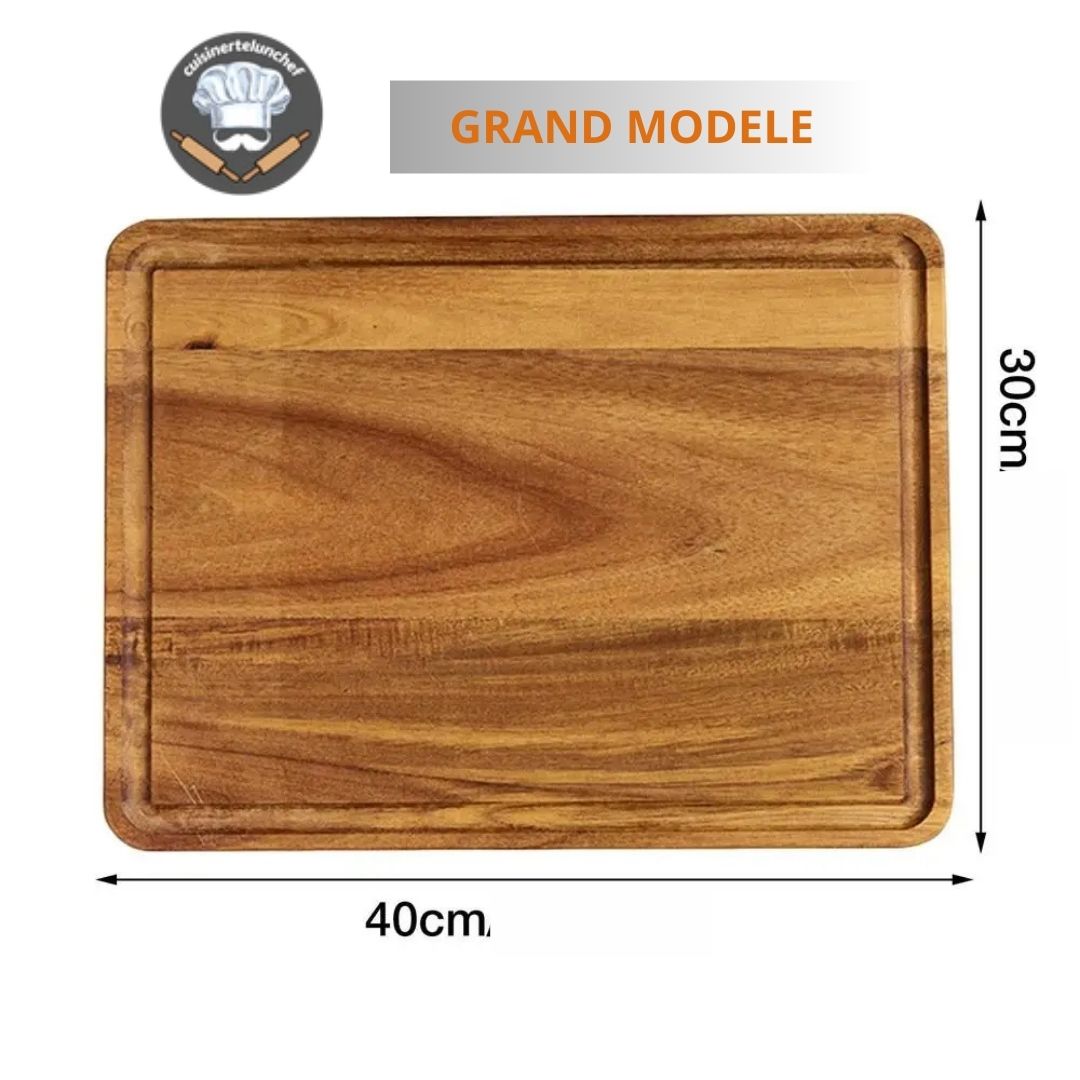 Planche à découper bois naturel élégante, idéale aussi pour présenter fromages et charcuteries