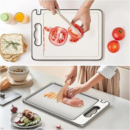 Planche à découper double face inox résistante et antidérapante pour cuisine quotidienne