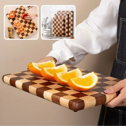 Planche à découper damier bois durable, résiste aux chocs et aux rayures du quotidien