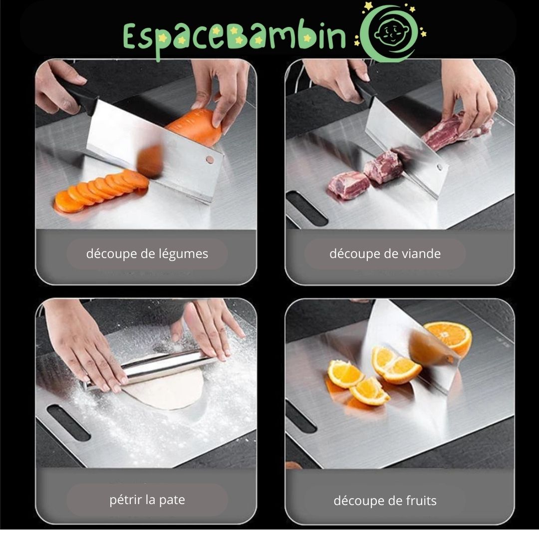 Planche à découper titane antibactérienne, idéale pour viandes, poissons et légumes