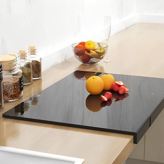Planche à découper acrylique noire, design élégant et rebord hygiénique intégré