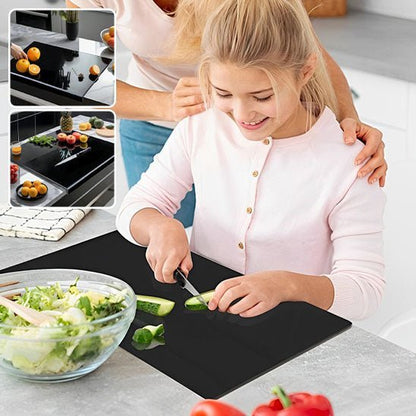 Planche à découper noire en acrylique avec rebord hygiénique pour cuisine moderne
