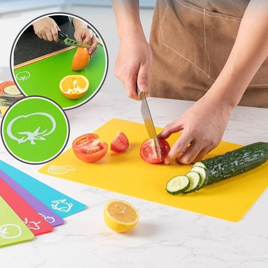 Tapis de découpe code couleur en action, séparation hygiénique des aliments